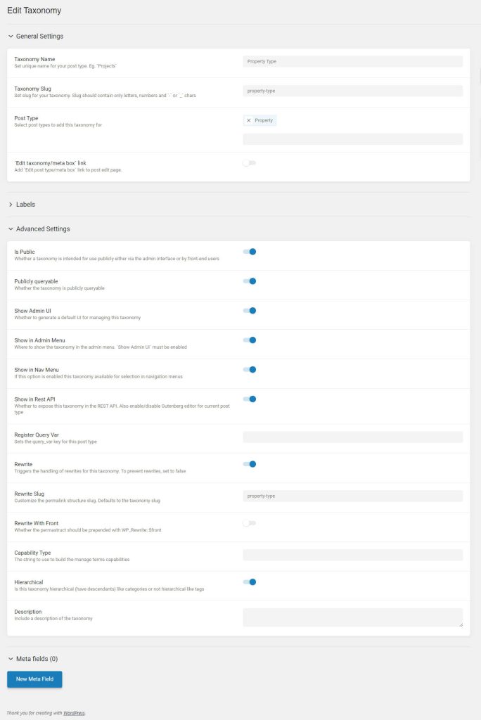 Taxonomy setup for Real Estate