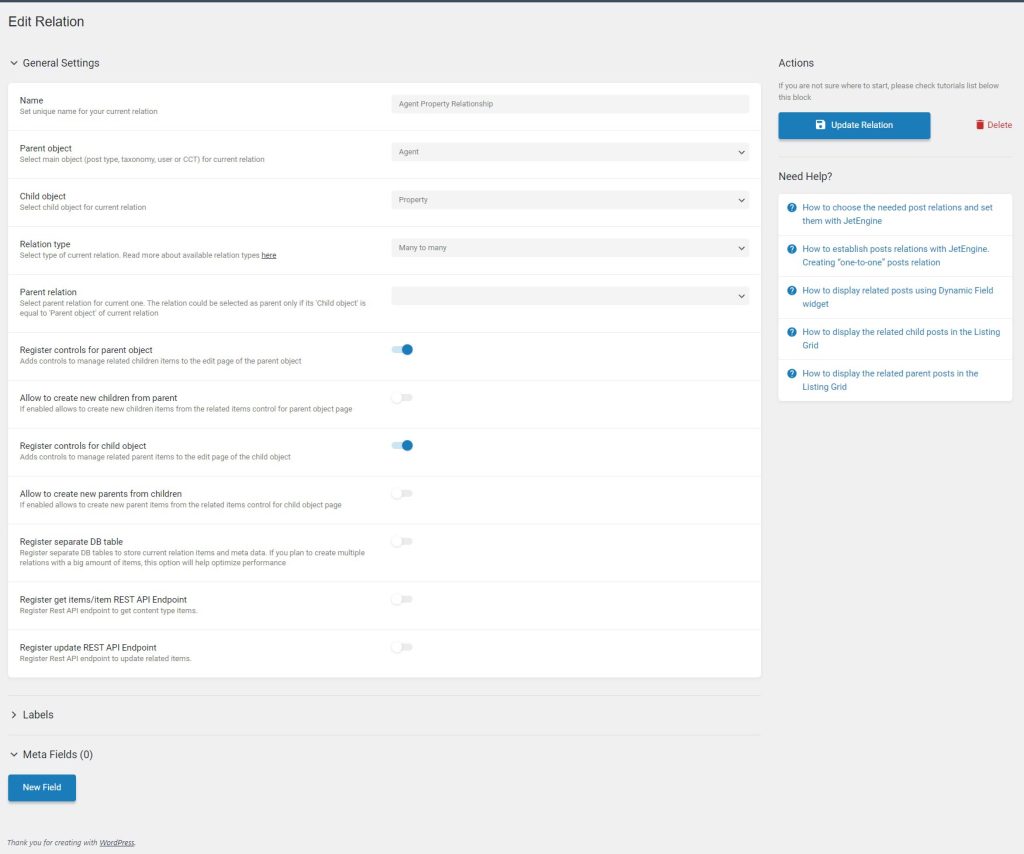 Elementor Agent and Property Relationship