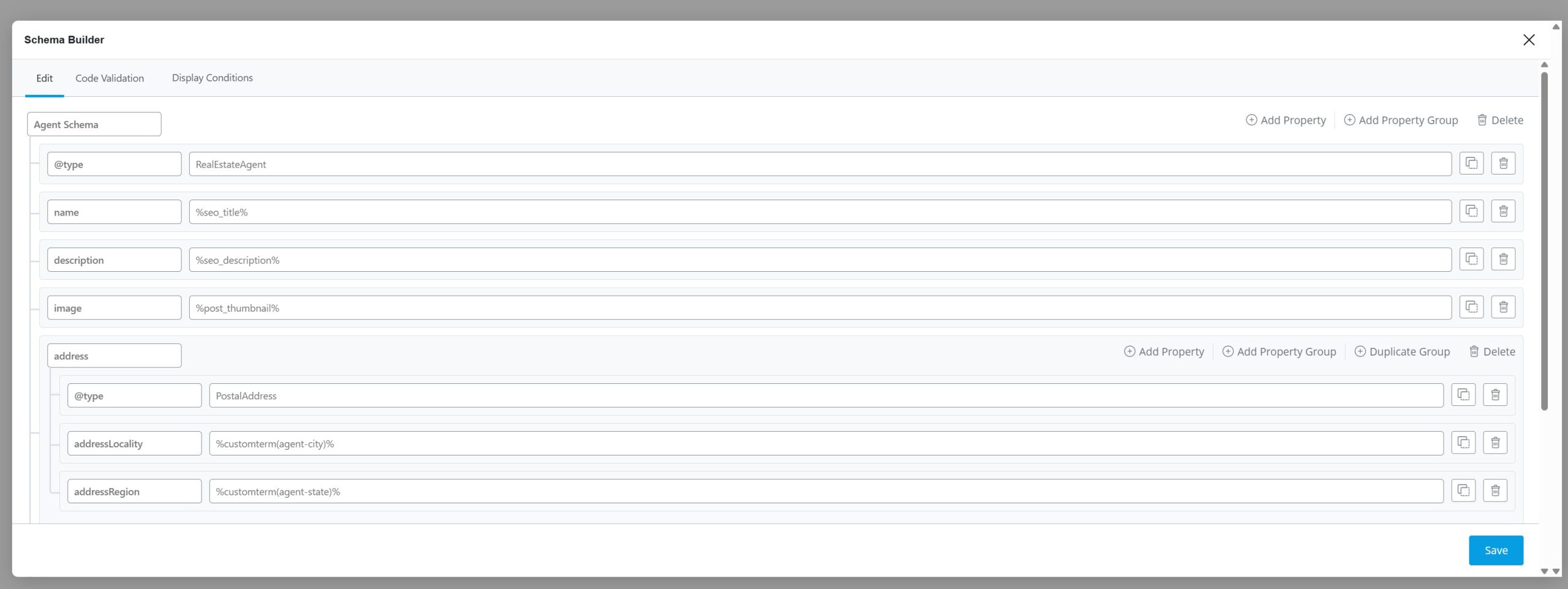Custom Schema Example